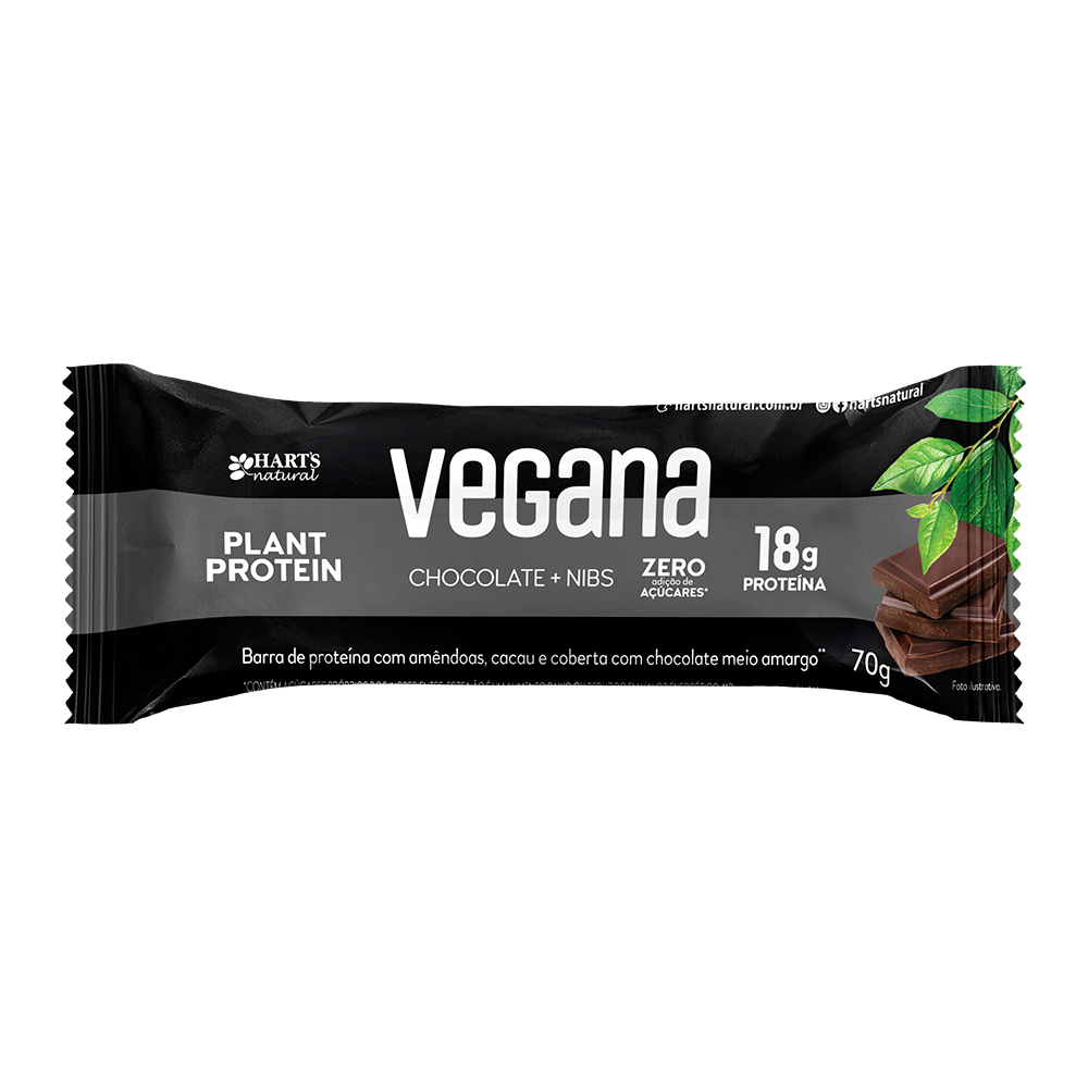 Vegana Chocolate & Nibs – 18g de Proteína, Zero Açúcar.