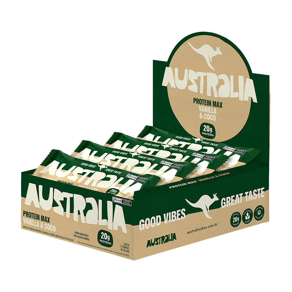 AUSTRALIA Protein Max Vanilla & Coco - A Barra Zen com 20g de Proteína