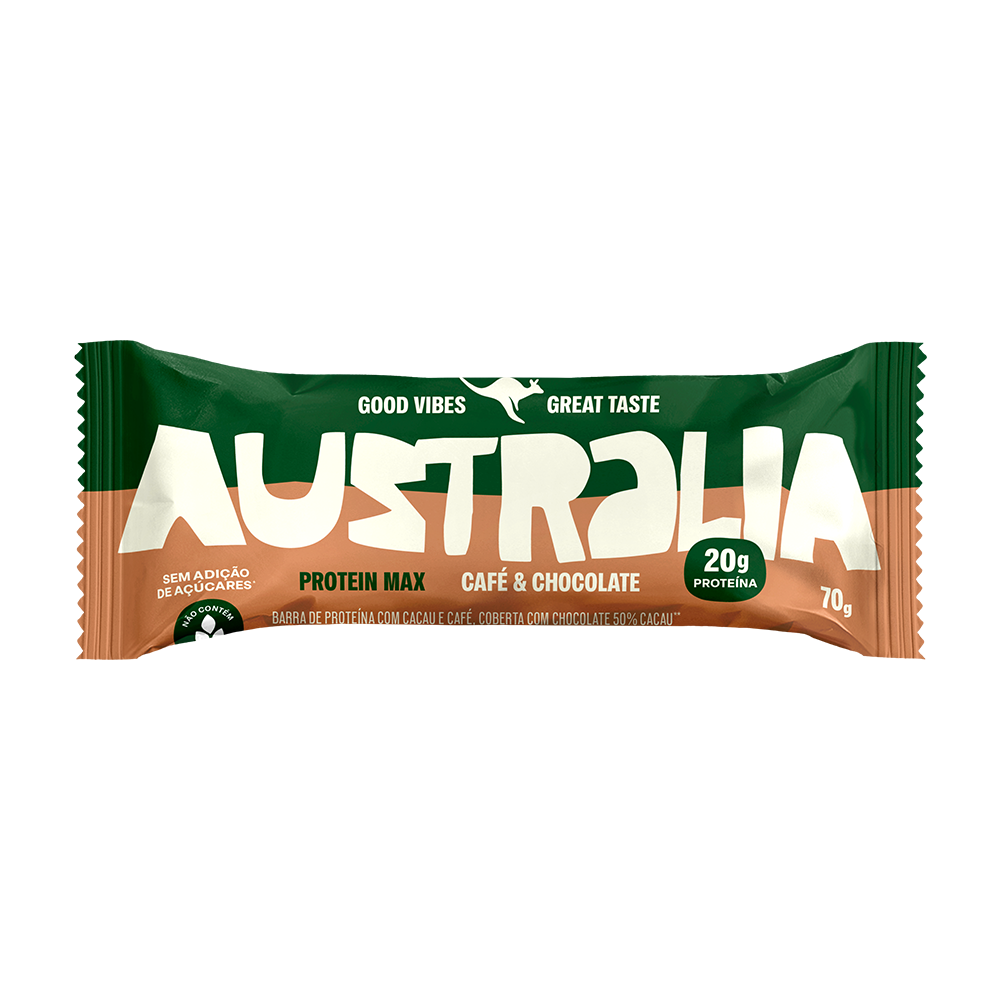 AUSTRALIA Protein Max Café & Cacau. Pra Quem Acorda com Fome de Mundo.