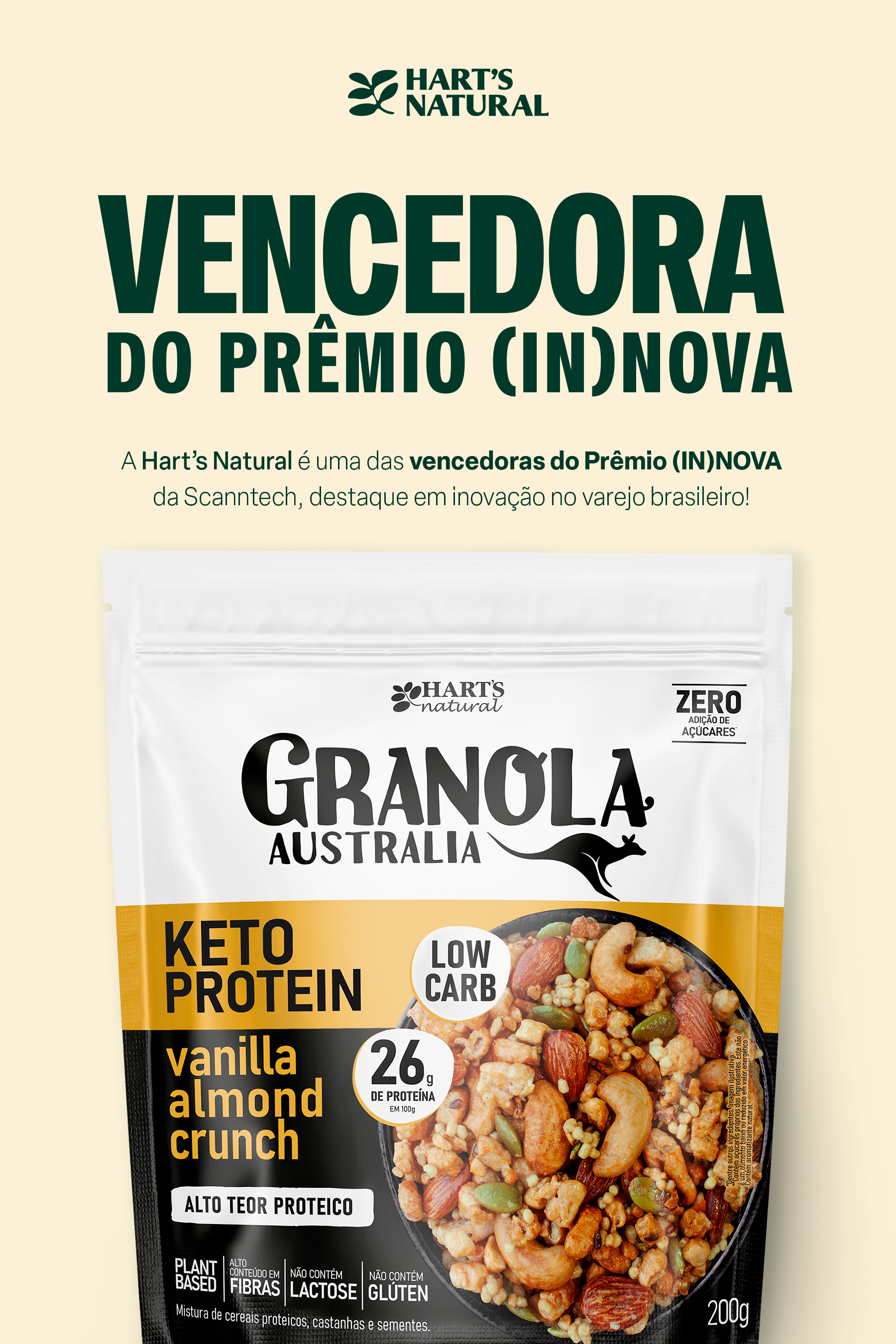 Australia Granola Vanilla Almond (KETO, 28g de PROTEÍNA).